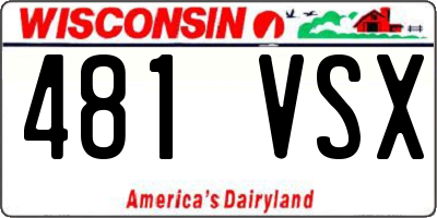 WI license plate 481VSX