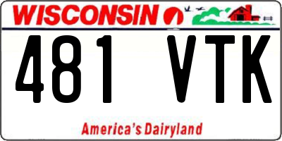 WI license plate 481VTK