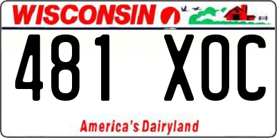 WI license plate 481XOC