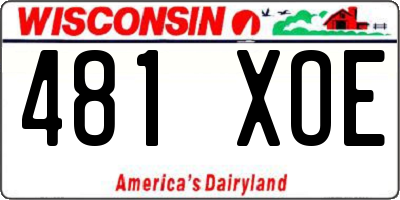 WI license plate 481XOE