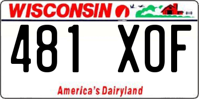WI license plate 481XOF