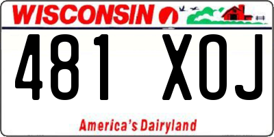 WI license plate 481XOJ