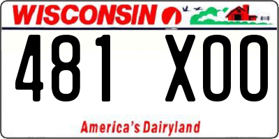 WI license plate 481XOO