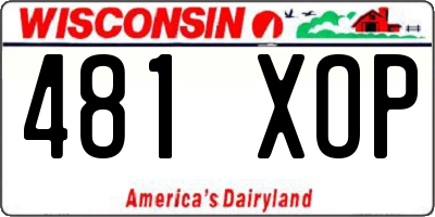 WI license plate 481XOP