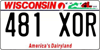 WI license plate 481XOR