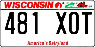 WI license plate 481XOT