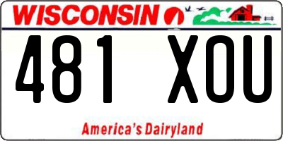 WI license plate 481XOU