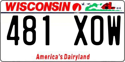 WI license plate 481XOW