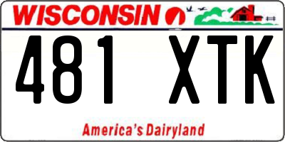 WI license plate 481XTK