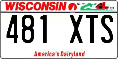 WI license plate 481XTS
