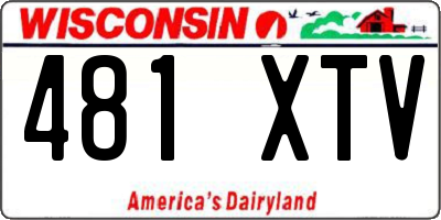 WI license plate 481XTV
