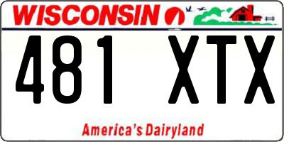 WI license plate 481XTX