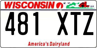 WI license plate 481XTZ