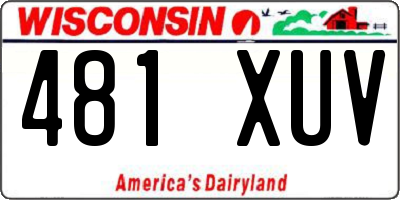 WI license plate 481XUV
