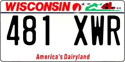 WI license plate 481XWR