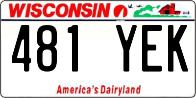 WI license plate 481YEK