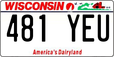 WI license plate 481YEU