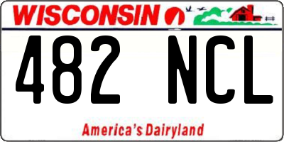 WI license plate 482NCL
