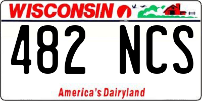 WI license plate 482NCS
