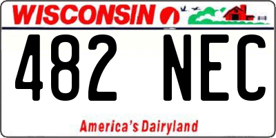 WI license plate 482NEC