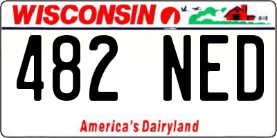 WI license plate 482NED