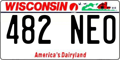 WI license plate 482NEO