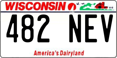 WI license plate 482NEV
