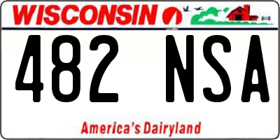 WI license plate 482NSA