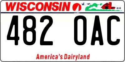 WI license plate 482OAC