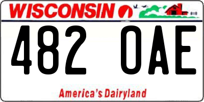 WI license plate 482OAE