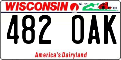 WI license plate 482OAK