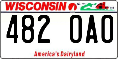 WI license plate 482OAO