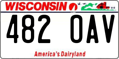 WI license plate 482OAV