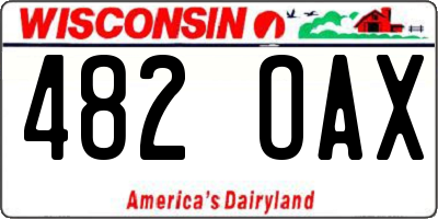 WI license plate 482OAX
