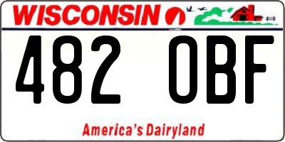 WI license plate 482OBF