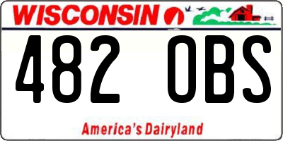 WI license plate 482OBS