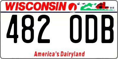WI license plate 482ODB