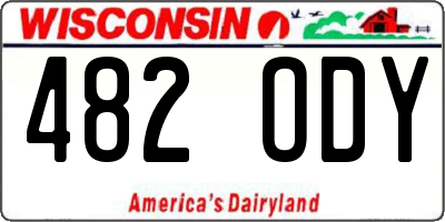 WI license plate 482ODY