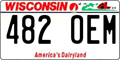 WI license plate 482OEM