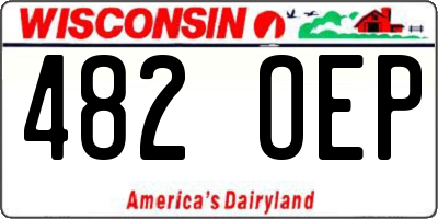 WI license plate 482OEP