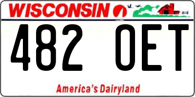 WI license plate 482OET