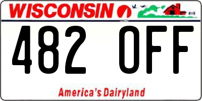 WI license plate 482OFF