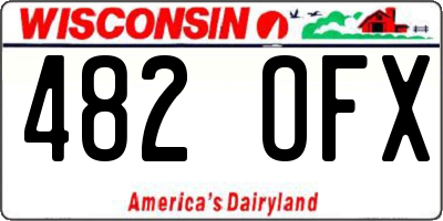 WI license plate 482OFX