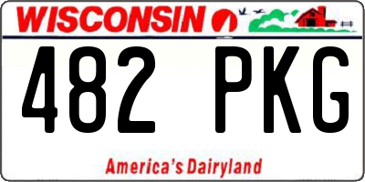 WI license plate 482PKG