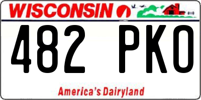 WI license plate 482PKO