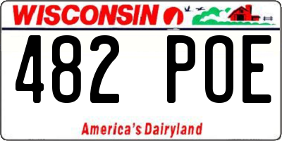 WI license plate 482POE