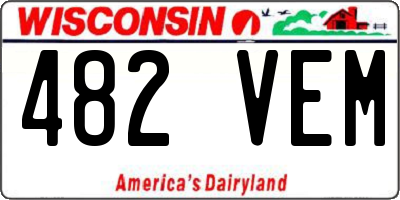 WI license plate 482VEM