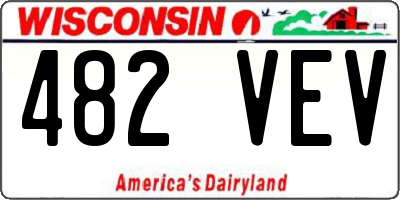 WI license plate 482VEV