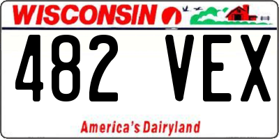 WI license plate 482VEX