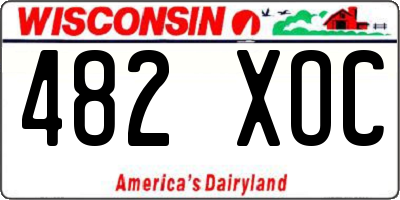 WI license plate 482XOC